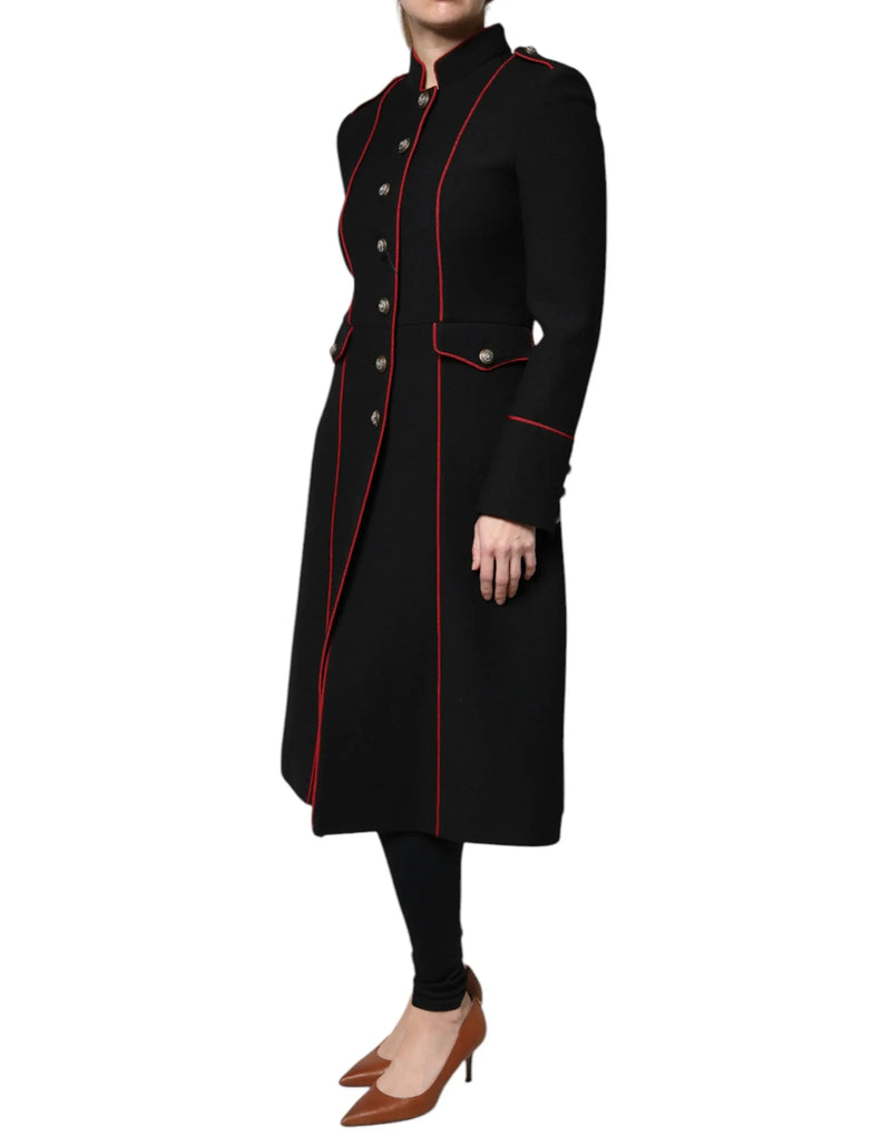 Black Single Breasted Trench Coat Jacket Dolce & Gabbana