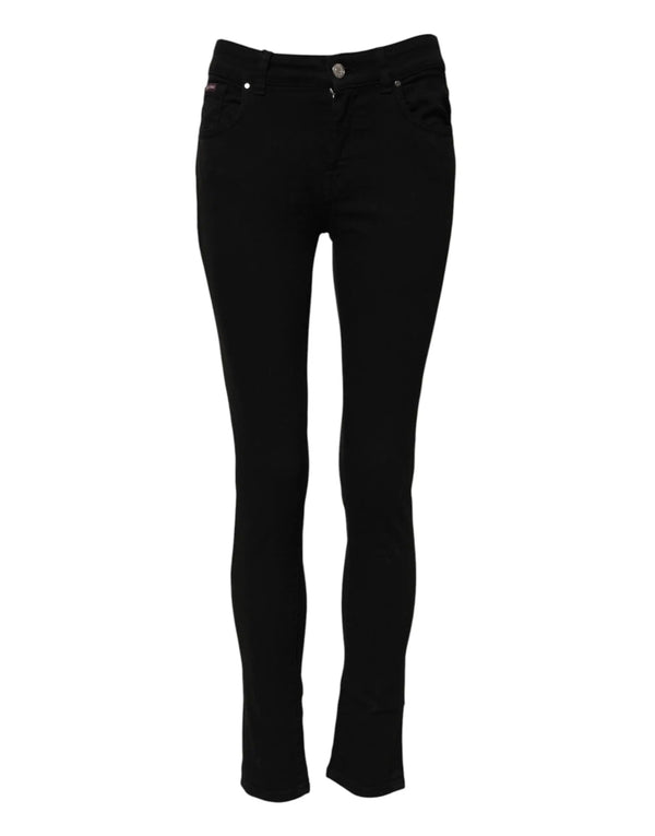 Black Skinny Cotton Mid Waisted Denim Jeans Dolce & Gabbana