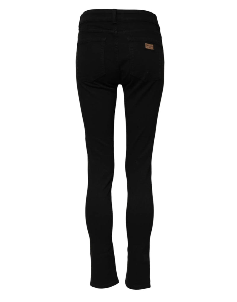 Black Skinny Cotton Mid Waisted Denim Jeans Dolce & Gabbana
