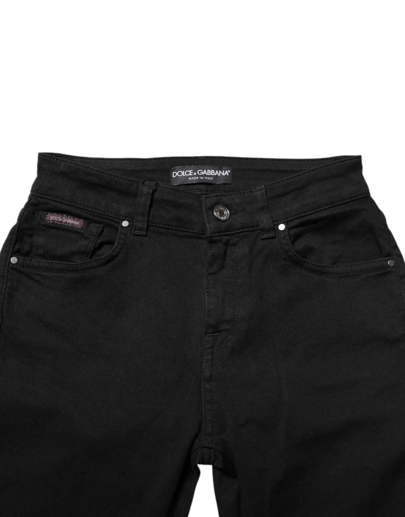 Black Skinny Cotton Mid Waisted Denim Jeans Dolce & Gabbana