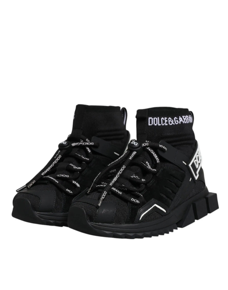 Black Sorrento Socks Logo Sneakers Shoes Dolce & Gabbana