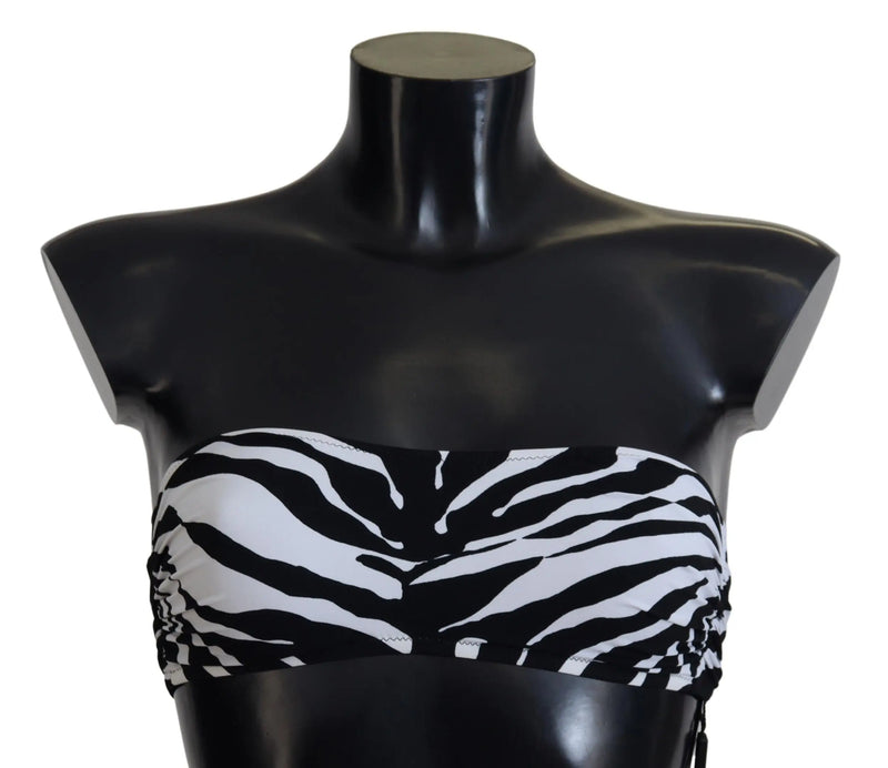 Black White Zebra Bandeau Swimwear Bikini Top Dolce & Gabbana