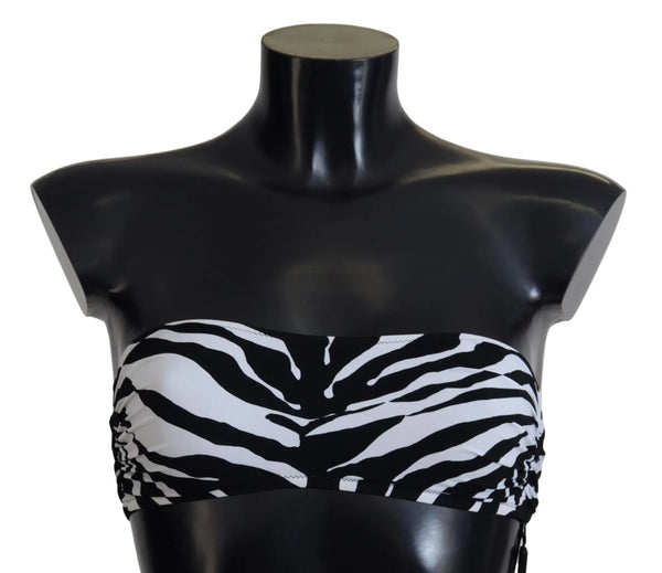 Black White Zebra Bandeau Swimwear Bikini Top Dolce & Gabbana