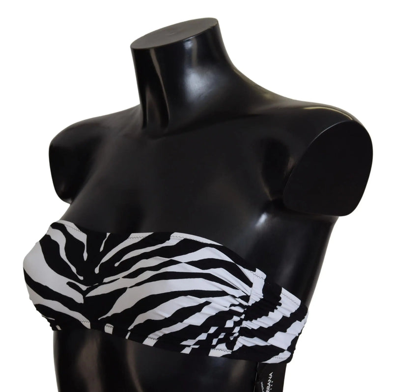 Black White Zebra Bandeau Swimwear Bikini Top Dolce & Gabbana