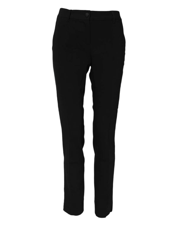 Black Wool Mid Waisted Tapered Dress Pants Dolce & Gabbana