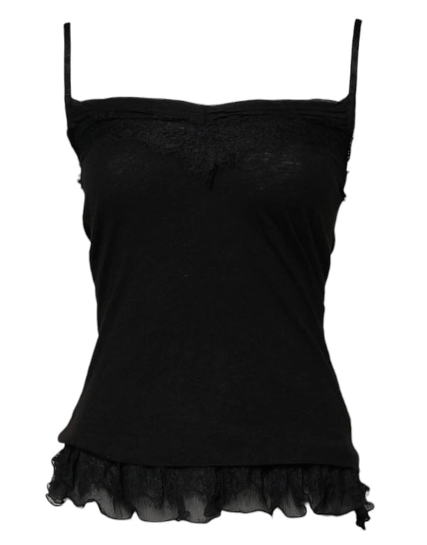 Black Wool Sleeveless Square Neck Tank Top Scervino Street
