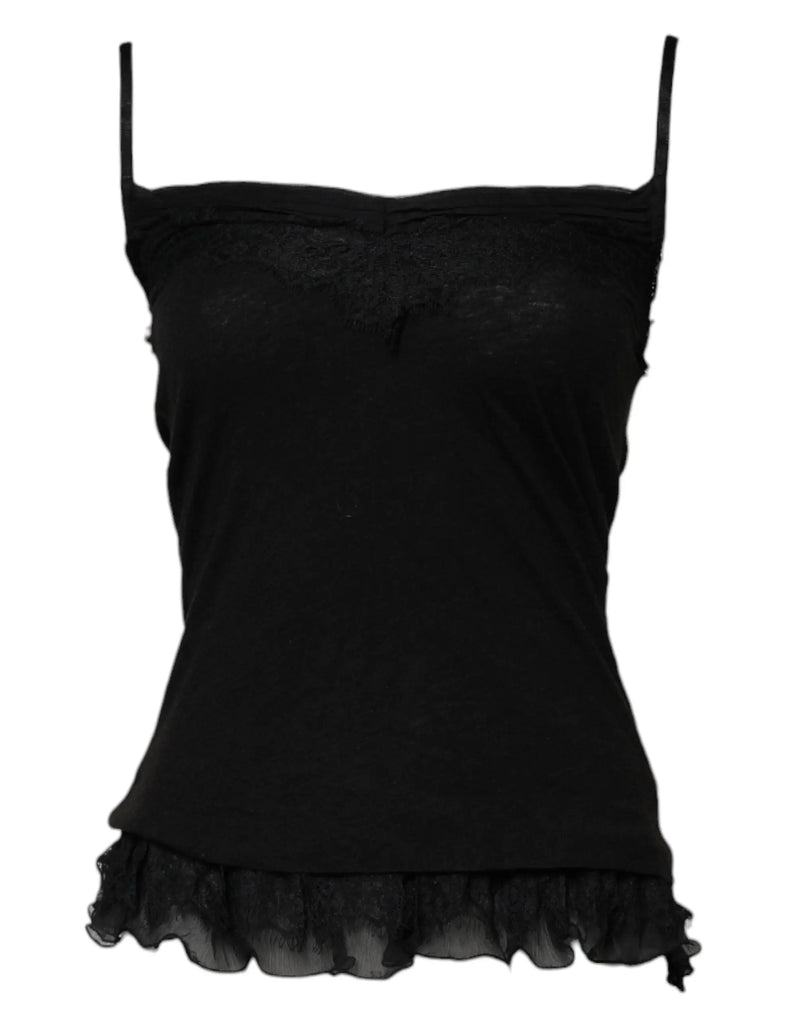 Black Wool Sleeveless Square Neck Tank Top Scervino Street