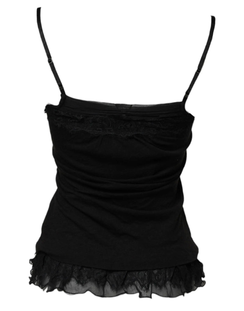 Black Wool Sleeveless Square Neck Tank Top Scervino Street