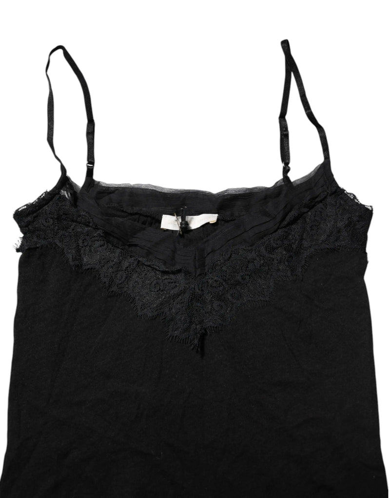 Black Wool Sleeveless Square Neck Tank Top Scervino Street