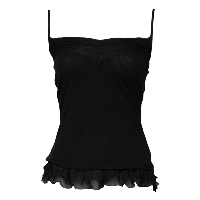 Black Wool Sleeveless Square Neck Tank Top Scervino Street