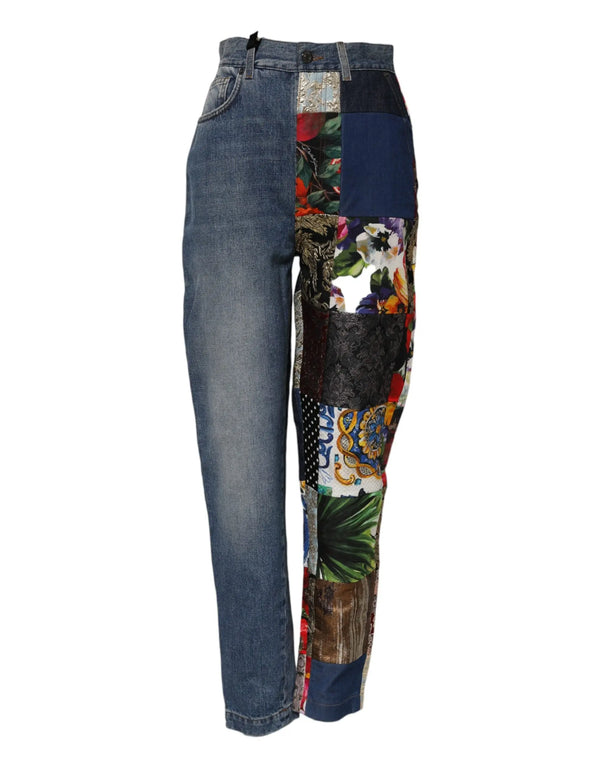 Blue AMBER Patchwork High Waist Denim Jeans Dolce & Gabbana