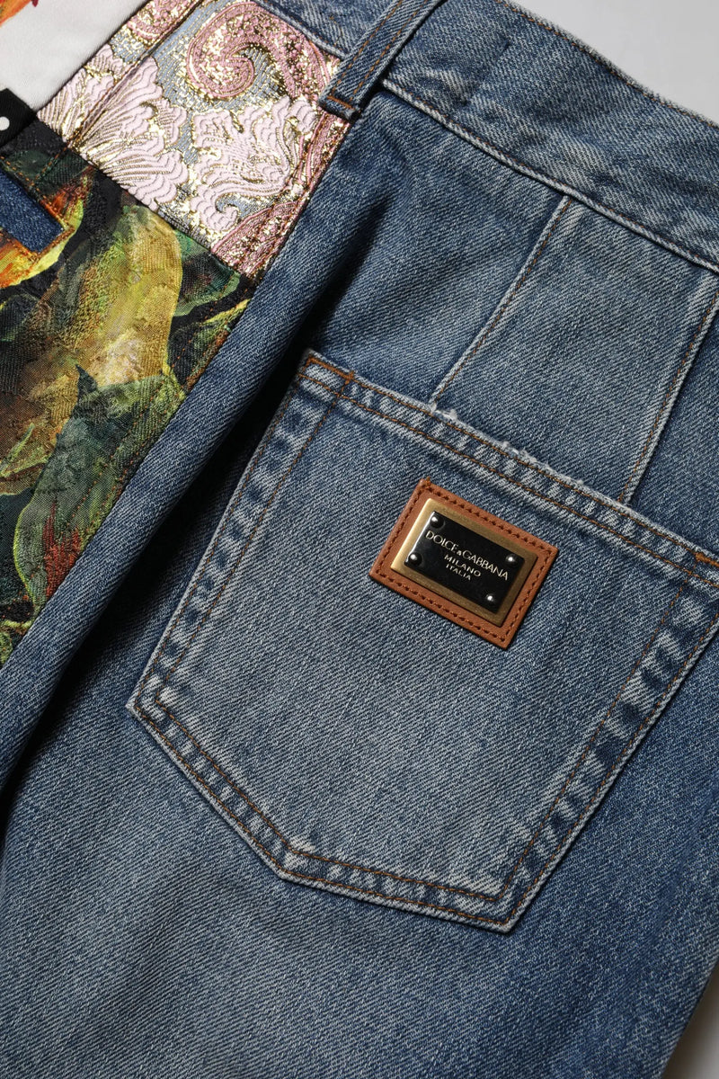 Blue AMBER Patchwork High Waist Denim Jeans Dolce & Gabbana