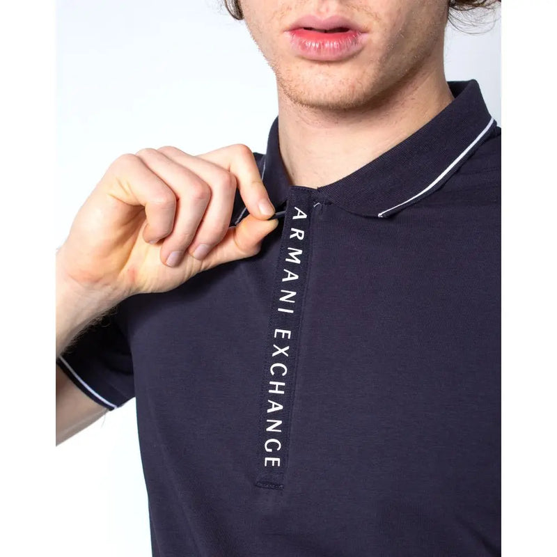 Blue Cotton Polo Shirt Armani Exchange