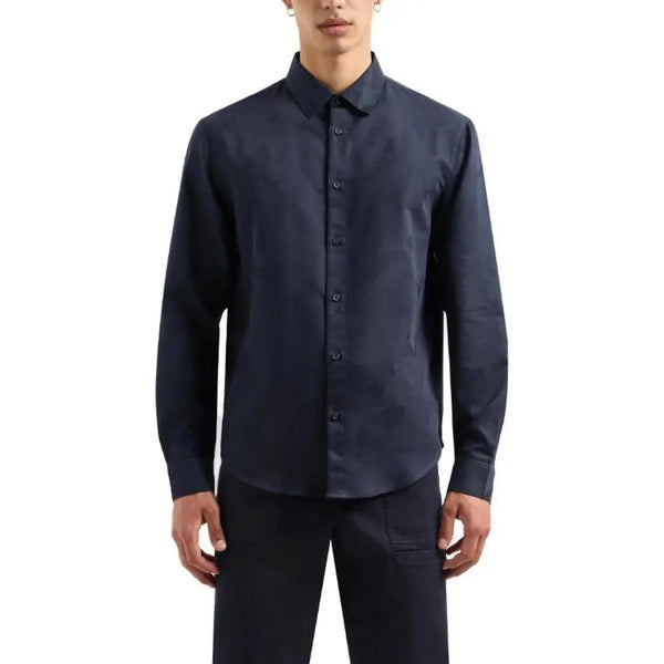 Blue Cotton Shirt Armani Exchange