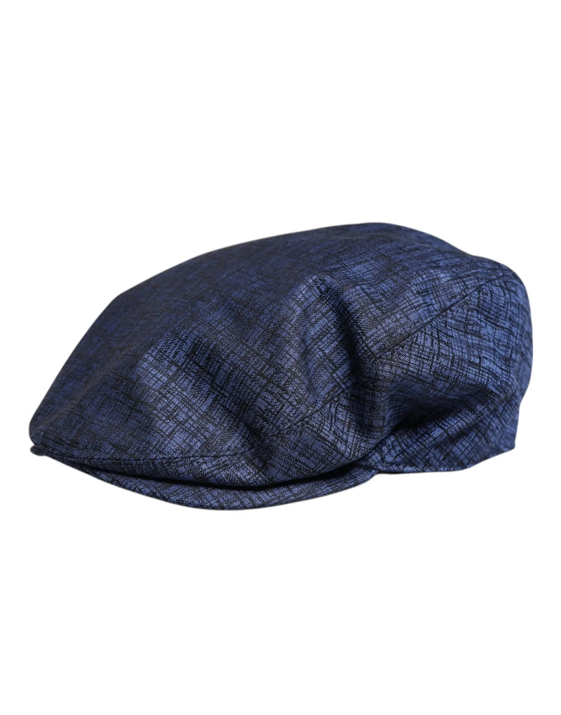 Blue Cotton Stretch Newsboy Hat Dolce & Gabbana