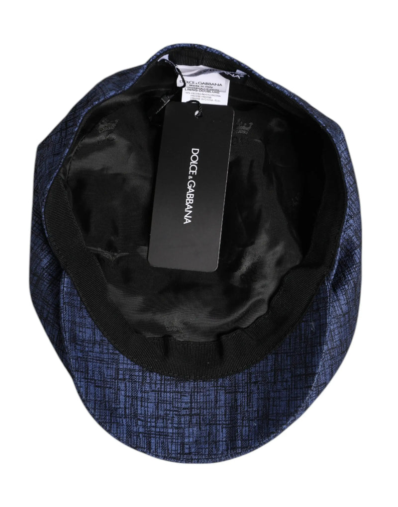 Blue Cotton Stretch Newsboy Hat Dolce & Gabbana