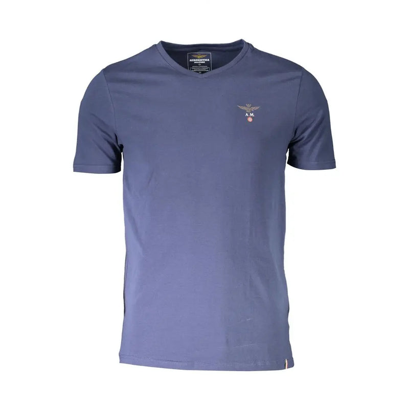 Blue Cotton T-Shirt Aeronautica Militare