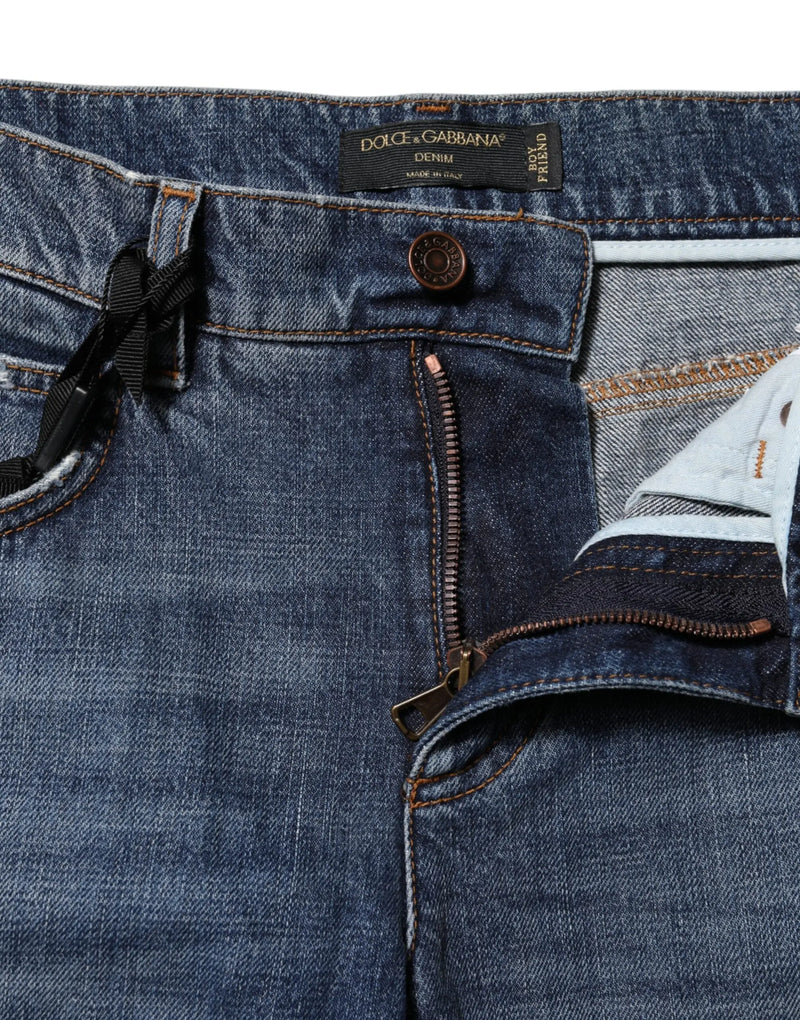 Blue Cotton Tattered Boyfriend Denim Jeans Dolce & Gabbana