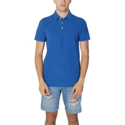 Blue Polyester Polo Shirt Suns