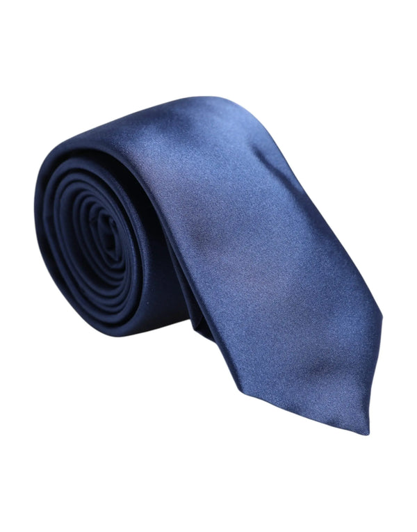Blue Solid Silk Adjustable Necktie Tie Dolce & Gabbana