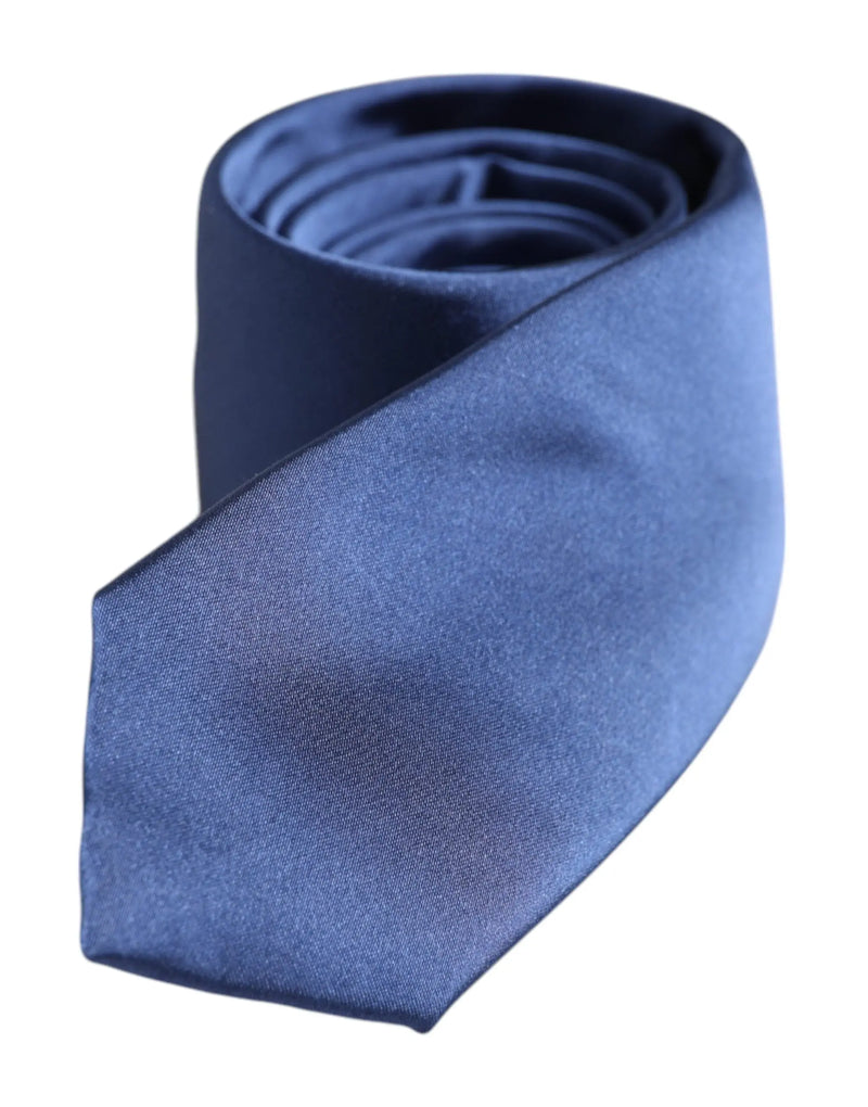 Blue Solid Silk Adjustable Necktie Tie Dolce & Gabbana