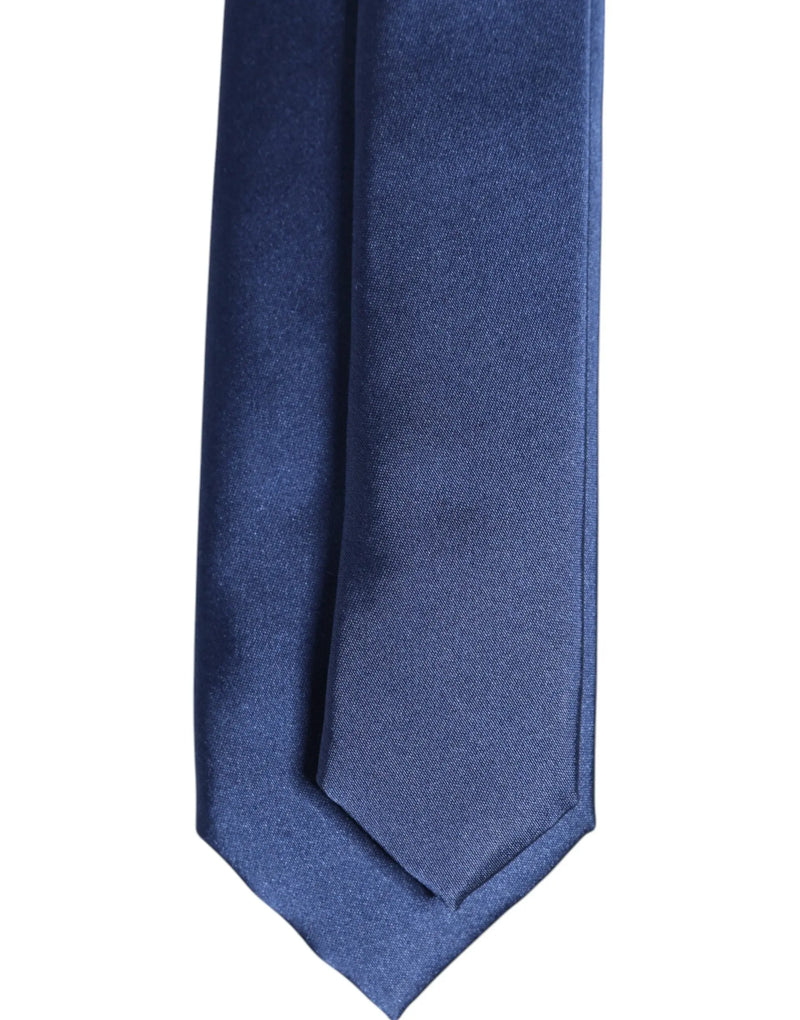 Blue Solid Silk Adjustable Necktie Tie Dolce & Gabbana