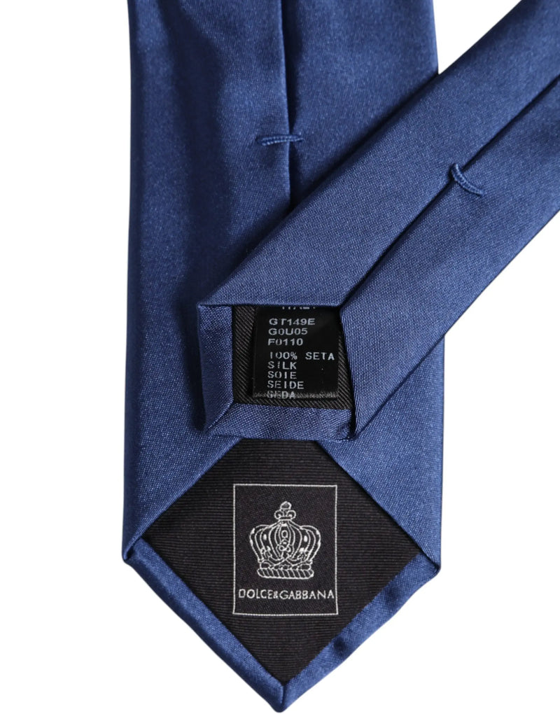 Blue Solid Silk Adjustable Necktie Tie Dolce & Gabbana