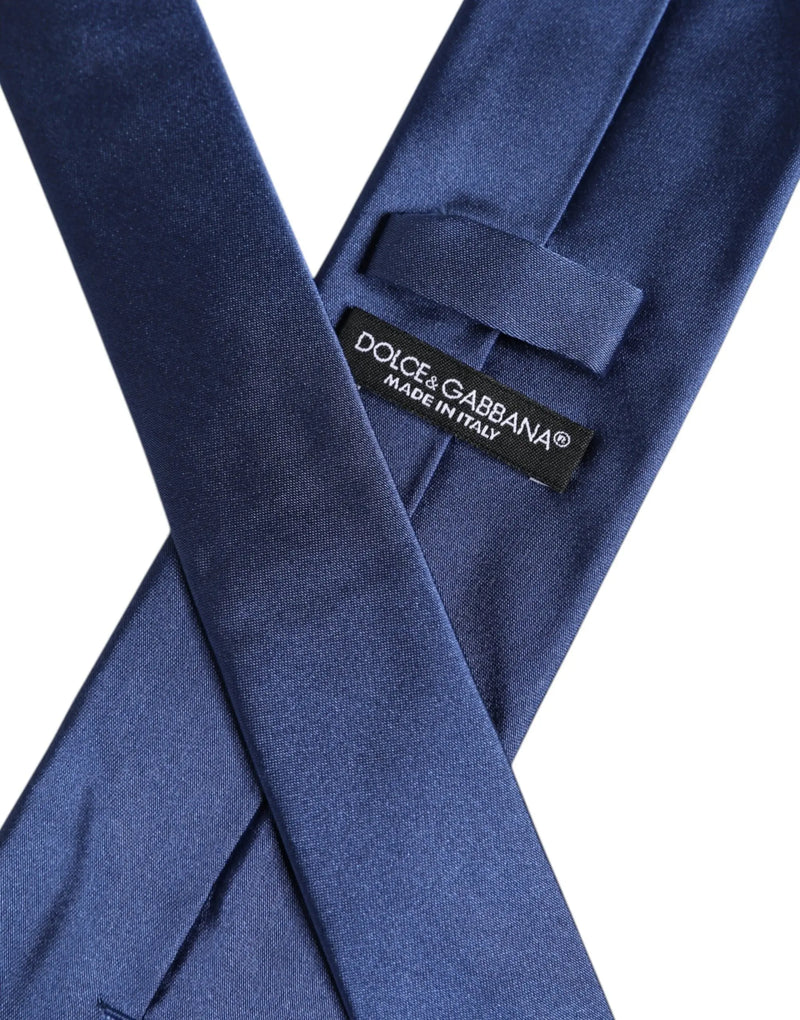 Blue Solid Silk Adjustable Necktie Tie Dolce & Gabbana