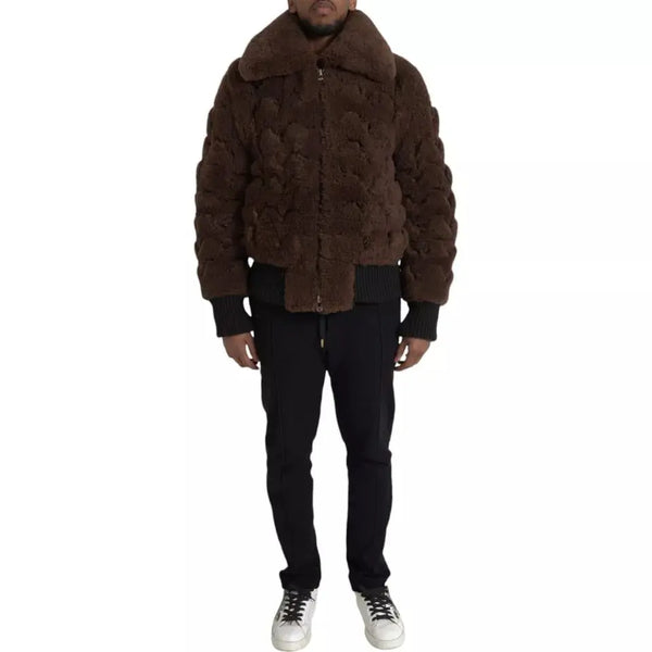 Brown Fur Lamb Shearling Coat Jacket Bottega Veneta