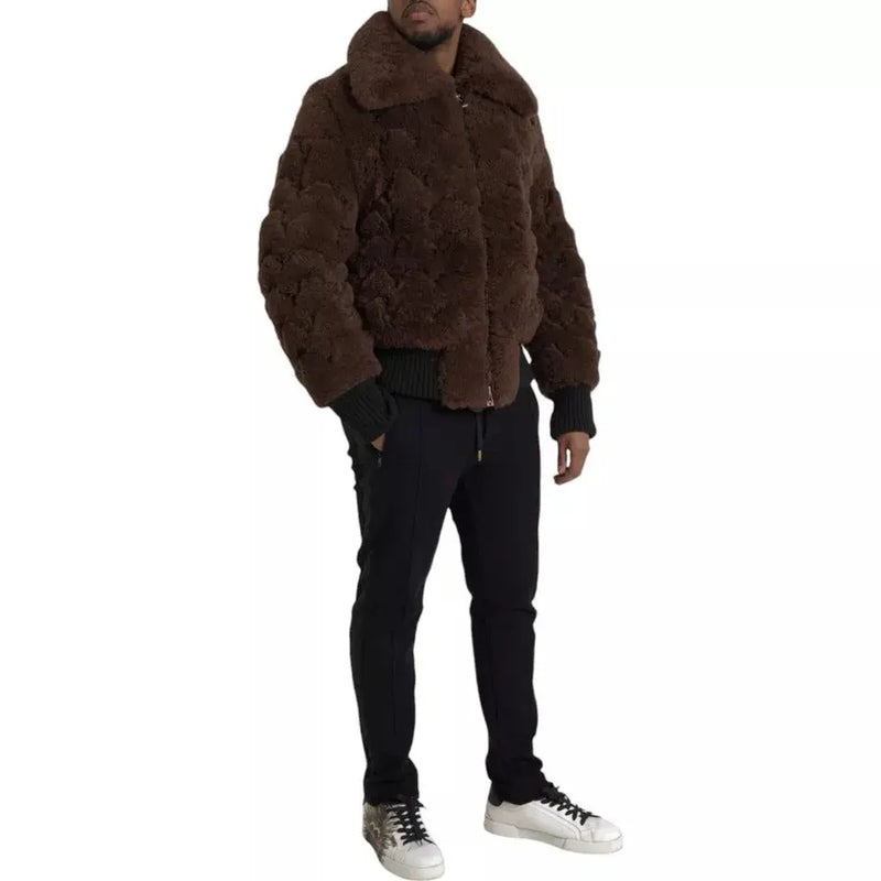 Brown Fur Lamb Shearling Coat Jacket Bottega Veneta