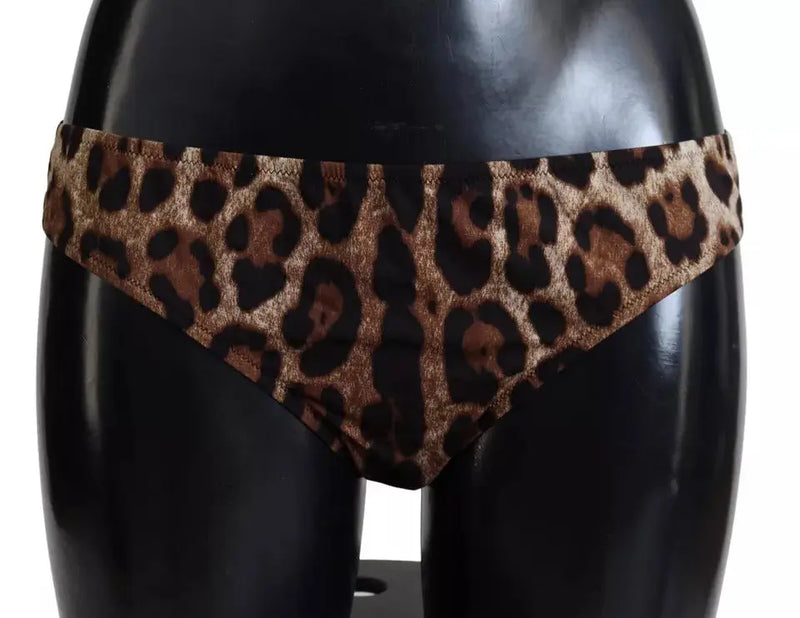 Brown Leopard Print Swimsuit Swimwear Bikini Bottom Dolce & Gabbana