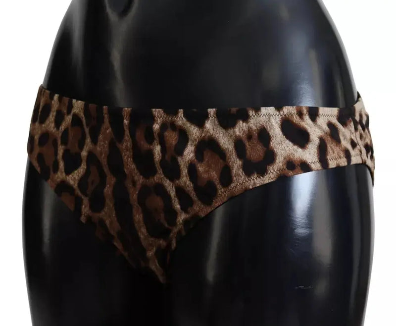 Brown Leopard Print Swimsuit Swimwear Bikini Bottom Dolce & Gabbana