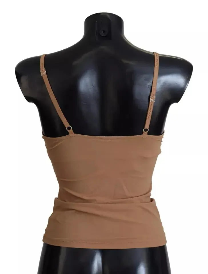 Brown Nylon Stretch Sleeveless Top Underwear Dolce & Gabbana