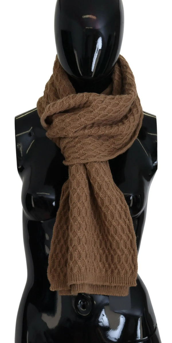 Dark Brown Wrap Shawl Knitted Camel Scarf Dolce & Gabbana