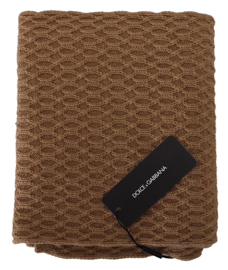 Dark Brown Wrap Shawl Knitted Camel Scarf Dolce & Gabbana