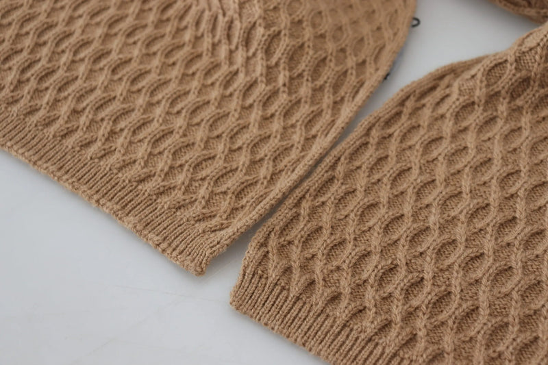 Dark Brown Wrap Shawl Knitted Camel Scarf Dolce & Gabbana