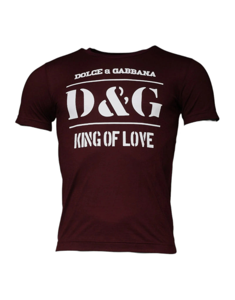 Dark Red D&G King Of Love Crew Neck T-shirt Dolce & Gabbana