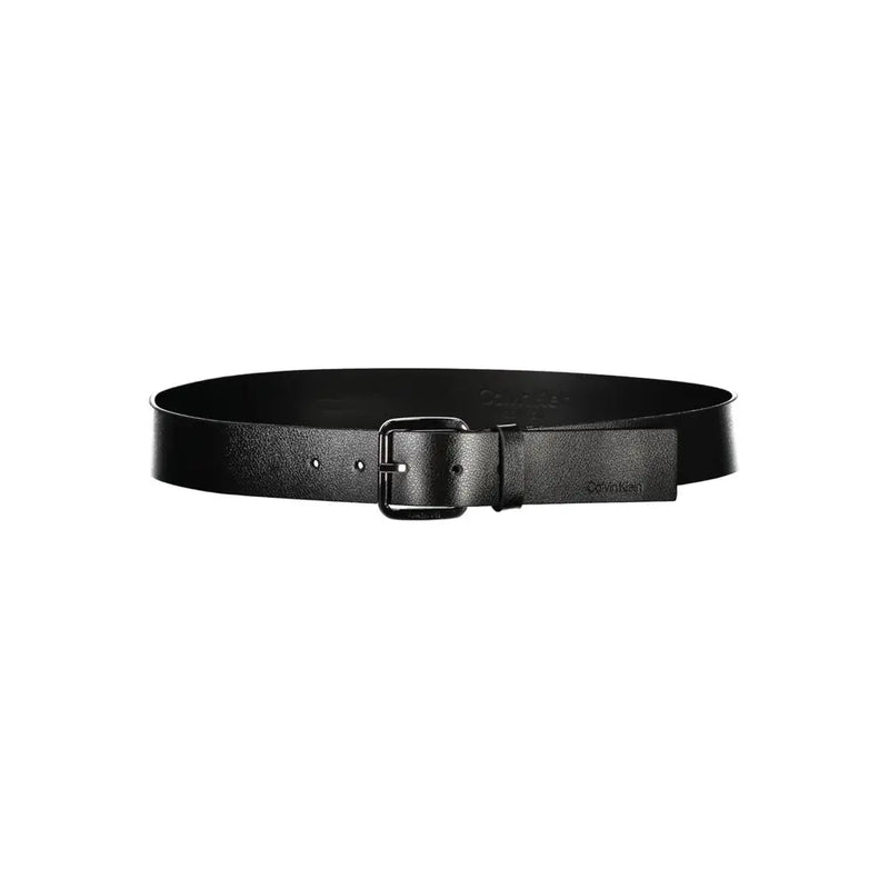 Elegant Black Leather Belt with Metal Buckle Calvin Klein