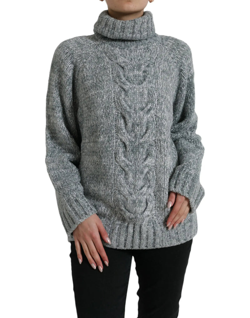 Elegant Gray Cashmere Blend Turtleneck Pullover Dolce & Gabbana