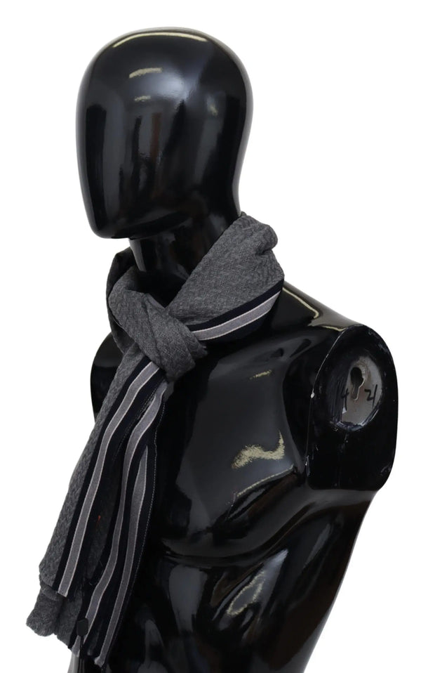 Gray Stripes Pattern 100% Wool Unisex Neck Wrap Scarf Missoni