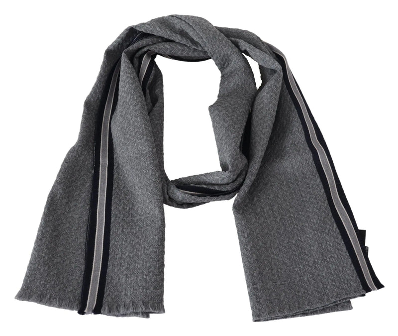 Gray Stripes Pattern 100% Wool Unisex Neck Wrap Scarf Missoni