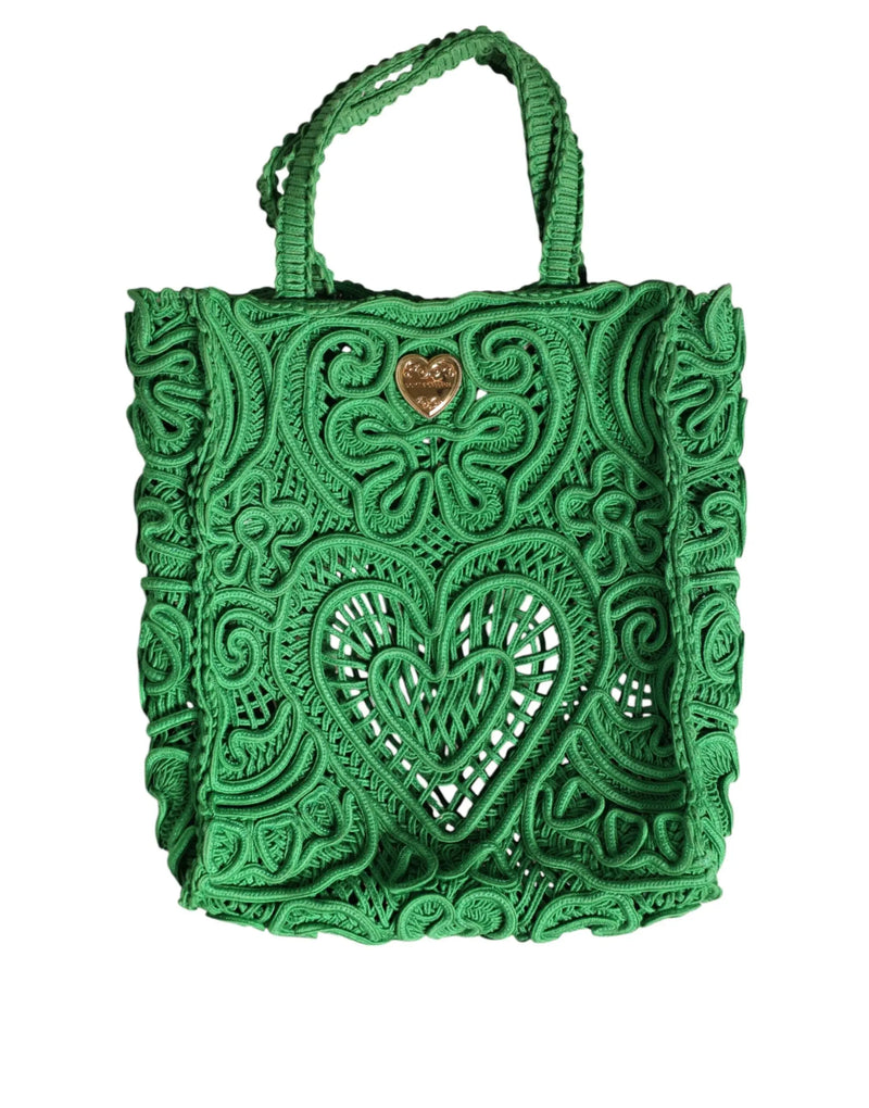 Green Small Cordonetto Lace Beatrice Tote Bag Dolce & Gabbana