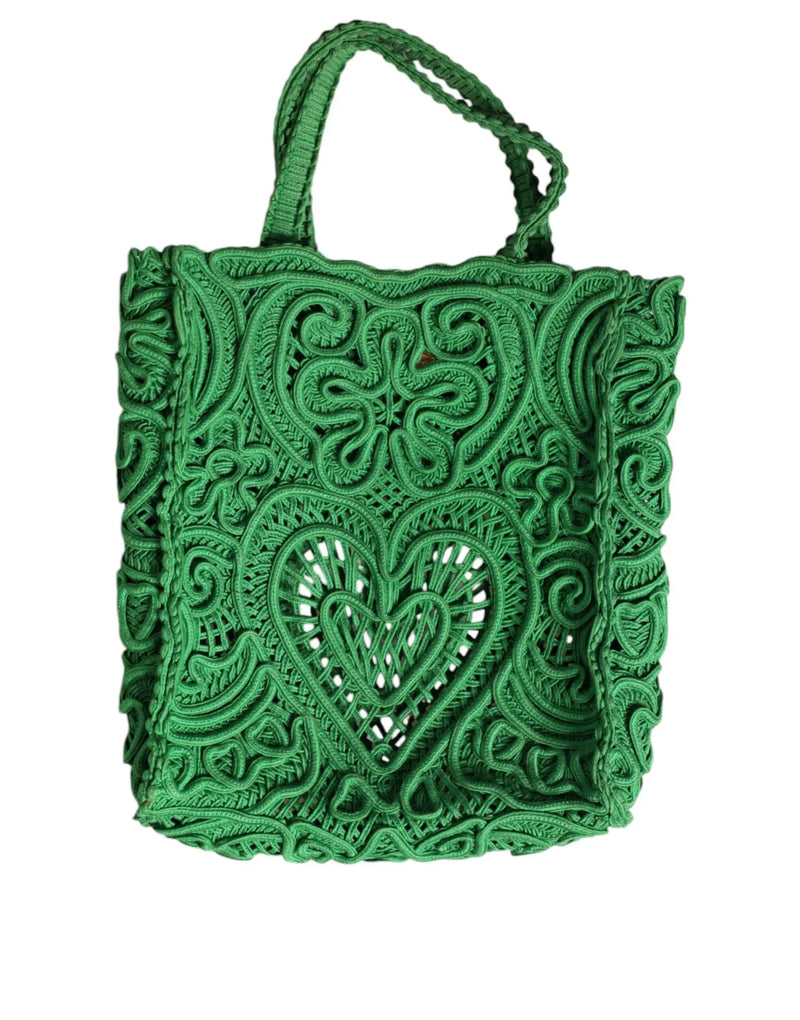 Green Small Cordonetto Lace Beatrice Tote Bag Dolce & Gabbana