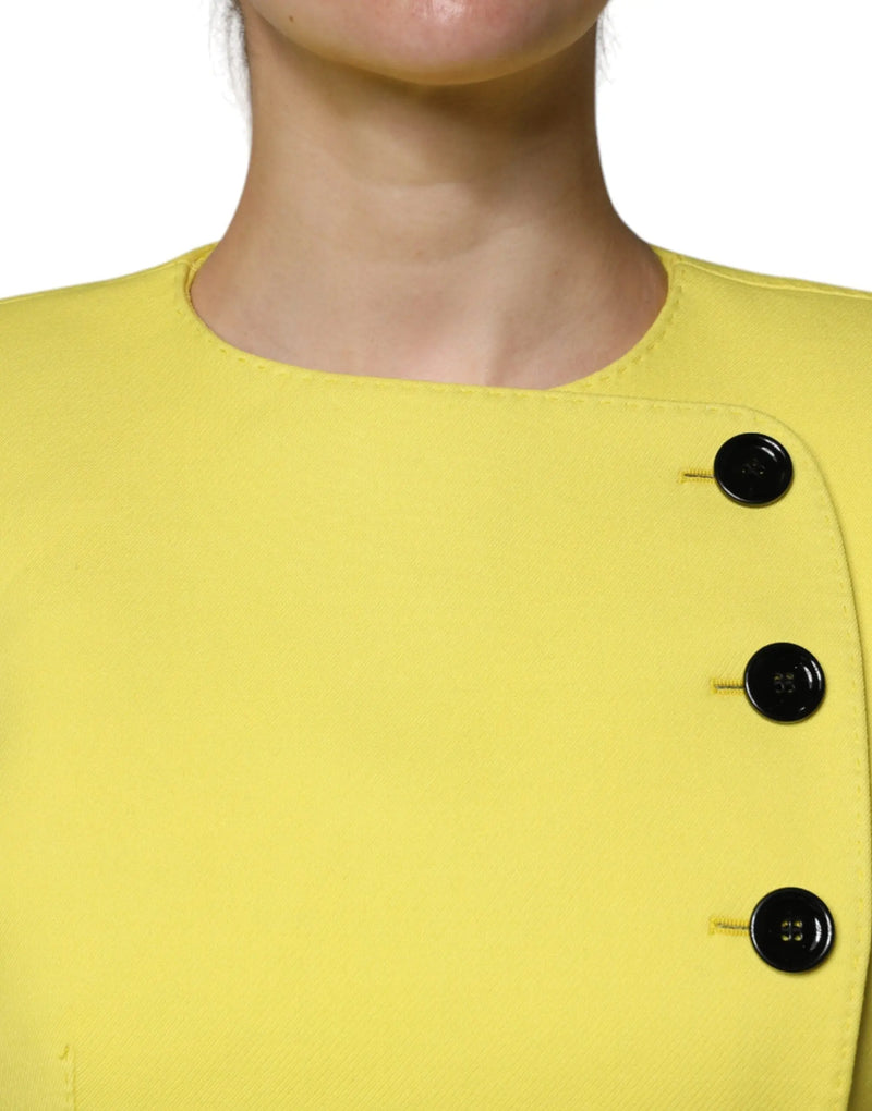 Lemon Yellow Wool Long Sleeves Cropped Coat Jacket Dolce & Gabbana