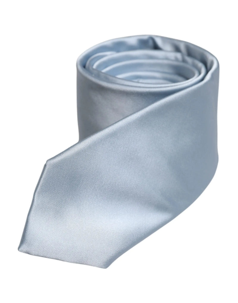 Light Blue Solid Silk Adjustable Necktie Tie Dolce & Gabbana