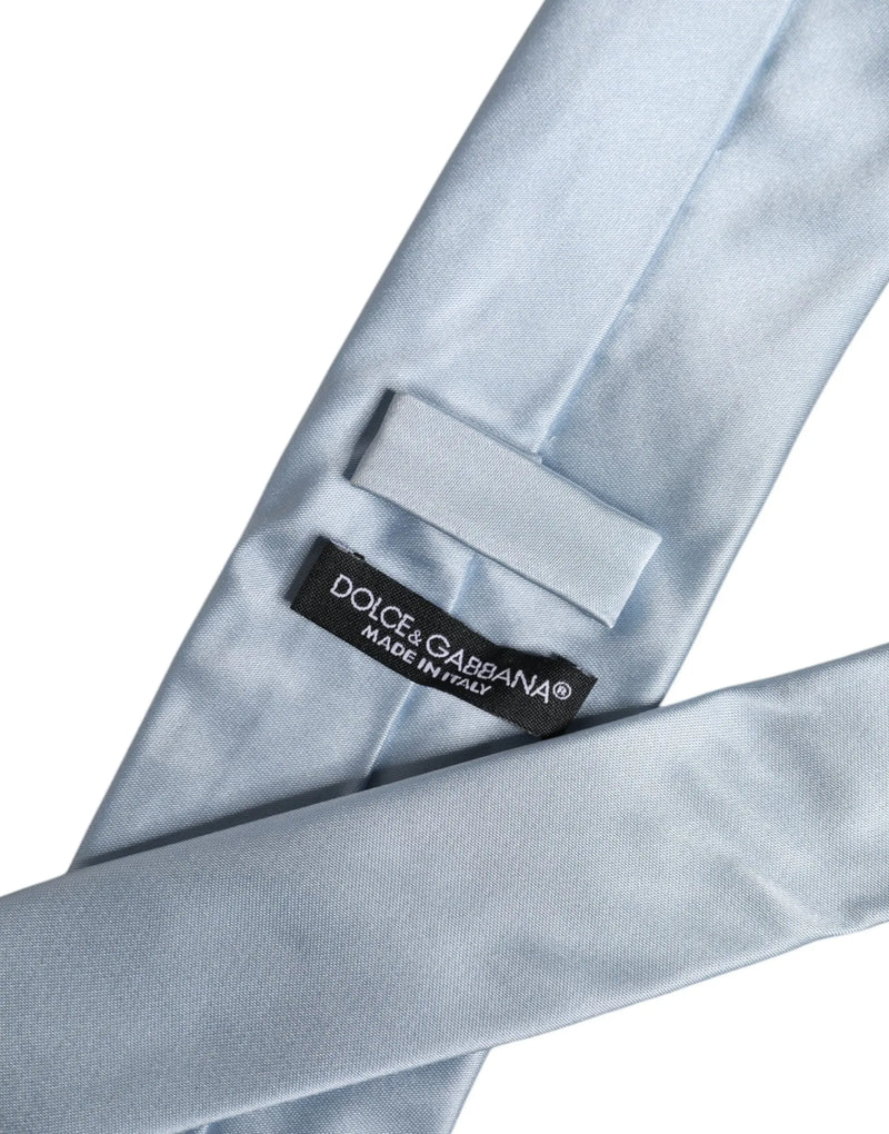 Light Blue Solid Silk Adjustable Necktie Tie Dolce & Gabbana