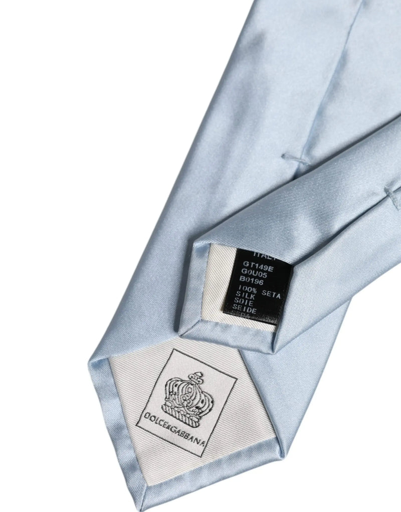 Light Blue Solid Silk Adjustable Necktie Tie Dolce & Gabbana
