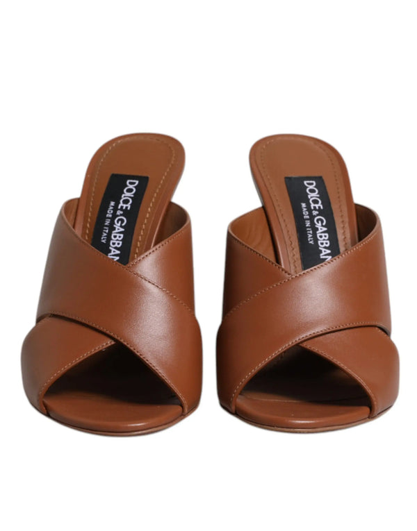Maroon Logo KEIRA Leather Slides Sandals Shoes Dolce & Gabbana