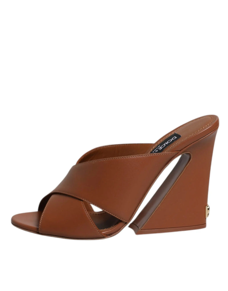 Maroon Logo KEIRA Leather Slides Sandals Shoes Dolce & Gabbana