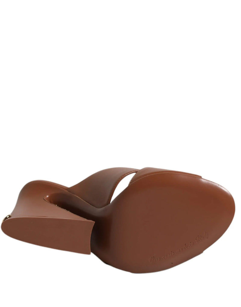 Maroon Logo KEIRA Leather Slides Sandals Shoes Dolce & Gabbana